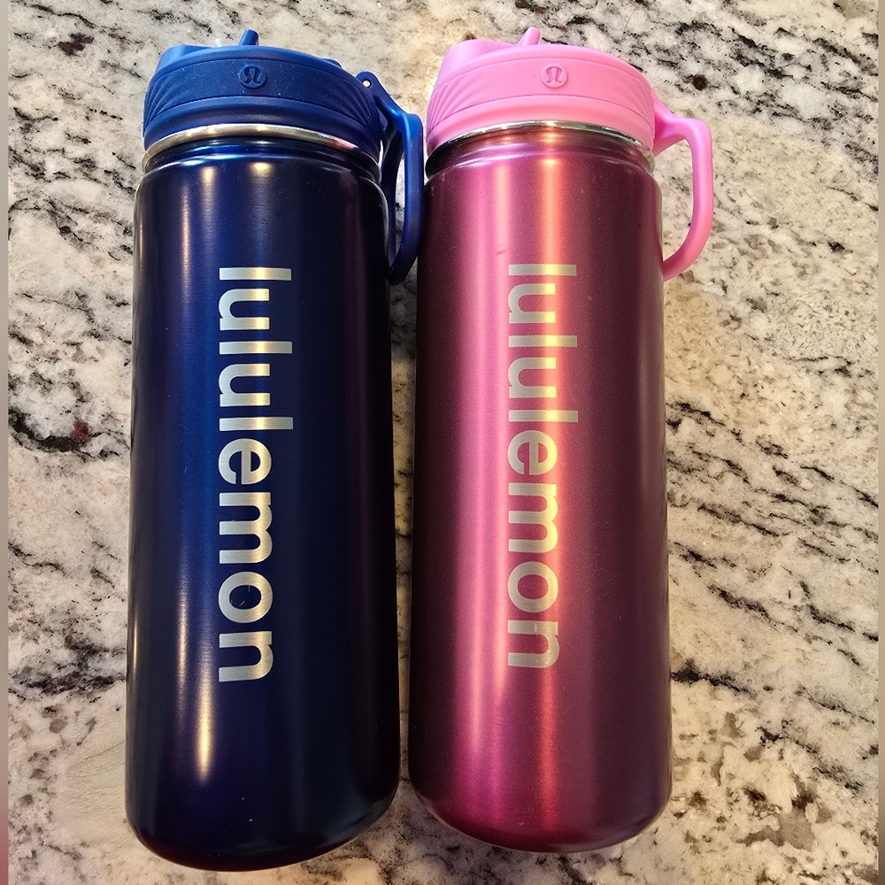 Lululemon Blue and Pink Water Bottles